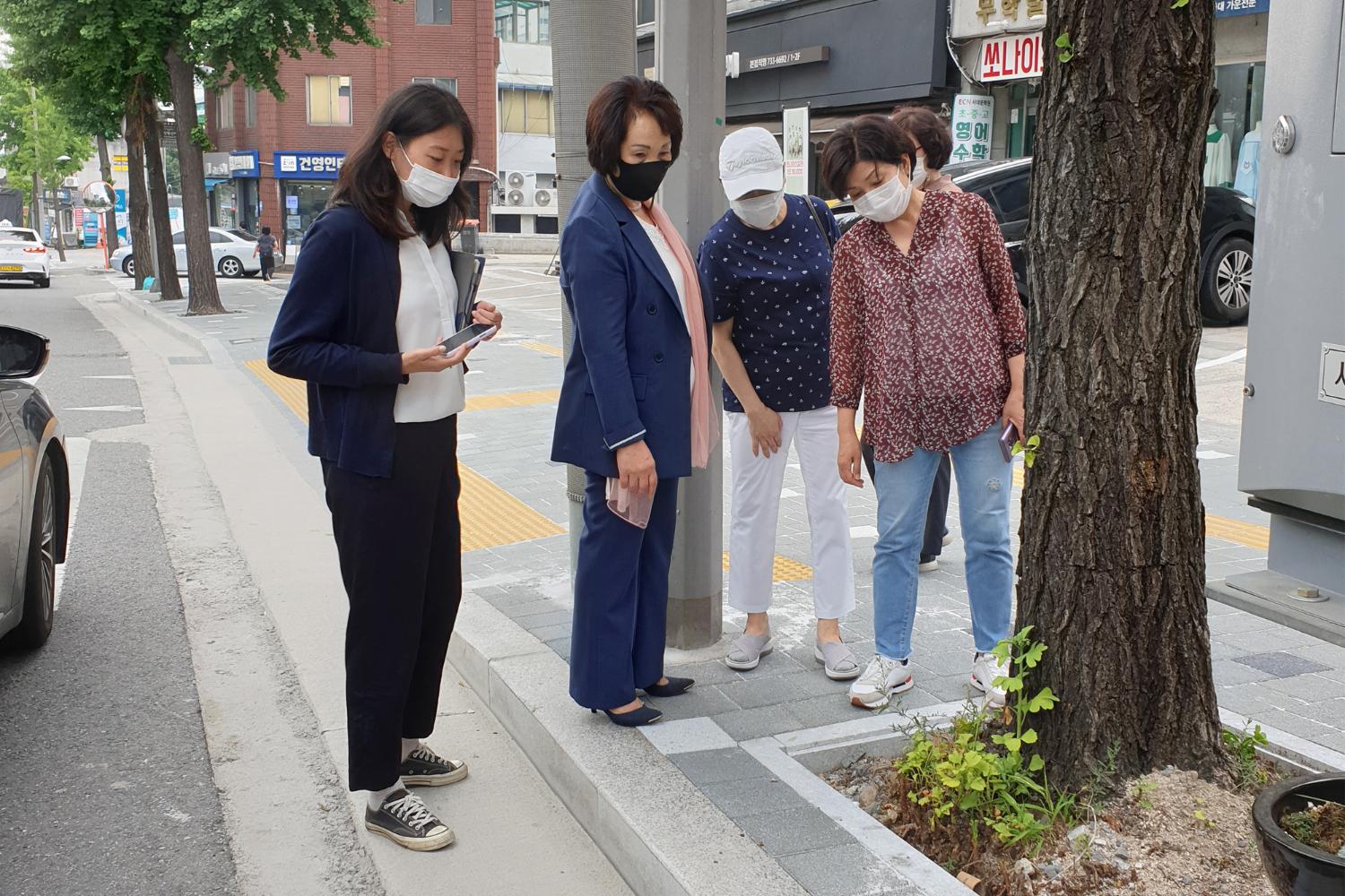 통일로 보도블록 공사 현장확인